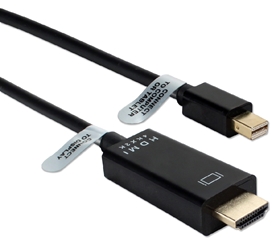 6ft Mini DisplayPort/Thunderbolt to HDMI 4K Conversion Video Black Cable MDPH-06BK 037229005592 Cable, Mini-DisplayPort v1.1 Compliant, Connects Mini DisplayPort into HDMI port, Mini-DP Male to HDMI Male, MDPH-06 MDPH06 cables feet foot 