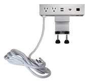 Adjustable Deskmount Dual-Power Outlets with Dual-USB 3.5Amp Charger & Dual-CAT6 Ports P2P2UR-10