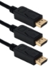 3-Pack 6ft DisplayPort Digital A/V UltraHD 4K Black Cable with Latches