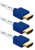 6ft 3-Pack High Speed HDMI UltraHD 4K with Ethernet Thin Flexible White Cables with Blue Connectors