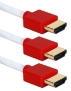 6ft 3-Pack High Speed HDMI UltraHD 4K with Ethernet Thin Flexible White Cables with Red Connectors