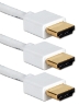 6ft 3-Pack High Speed HDMI UltraHD 4K with Ethernet Thin Flexible White Cables