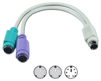 6 Inches PS/2 Keyboard and Mouse Splitter Cable for Notebook CC321Y 037229353211 Adaptor, PS/2 Keyboard & Mouse "Y" Splitter, Mini6M/2F 27938 U60480 CC321Y CC321Y adapters adaptors   2621 