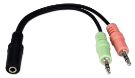6 Inches 3.5mm 3-Ring Speaker/Microphone Headset Splitter CC400FMY-M 037229401158