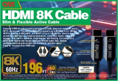60-Meter Active HDMI UltraHD 8K/60Hz with Ethernet Cable HF8-60M 037229490060 Cable, Active HDMI 2.1, 48Gbps  ARC HDCP 2.3, 10M HF60M HF8-60M cables meter 8K/60Hz 4:4:4, HDR10, Built-in equalizer/amplification for best signal quality, HEAC, Corrosion resistant gold contact, Shielded cable for signal integrity