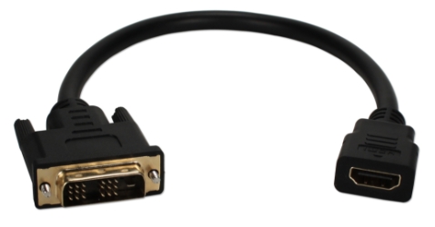 1ft DVI Male to HDMI Female 4K UltraHD Conversion Adaptor Cable HDVIX-1F 037229401721