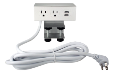 Adjustable Deskmount Dual-Power Outlets with Dual-USB 3.5Amp Charger & 10ft Power Cord P2P2U-10A