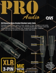 6ft XLR Balanced Nylon-Braided Shielded Audio Cable XLRMF-N06 037229402421