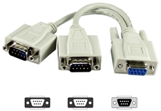 8 Inches Serial DB9 Female to DB9 Male & Male Splitter Cable CC317Y 037229317077 Adaptor, Serial RS232 "Y" Splitter, DB9F to (2) DB9M with 8" Cable CC312Y  155564 TW8098 CC317Y CC317Y adapters adaptors cables  2569 