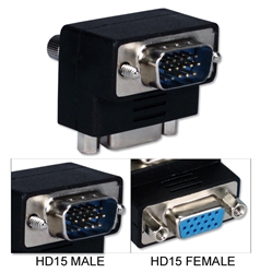 VGA HD15 Down-Angle Male to Female Video Adaptor CC388A-MFD 037229422573 VGA Video Adaptor, Right-Angle/DOWN, HD15M/F 333344 CC388AMFD CC388A-MFD adapters adaptors   2701 