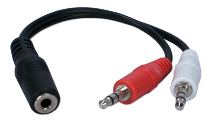 6 Inches 3.5mm Audio Splitter Cable CC400FMY 037229399042 Adaptor, Multimedia, "Y" Mini-Stereo Speaker - 3.5mm F/(2) M, 6" 264911 TW8108 CC400FMY CC400FMY adapters adaptors   2785 