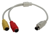 12 Inches S-Video Mini4 Male to Two Female Splitter Cable CSV2F 037229400328 Adaptor, Premium S-Video "Y" Cable, Multimedia 75ohm Coax with Foil Shielding, Gold Connectors, 24AWG, Mini4M/(2)F, 12" 186072 TW8121 CSV2F CSV2F adapters adaptors cables  3259 