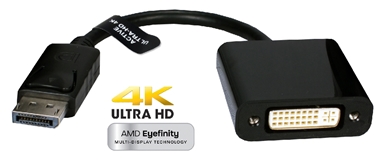 DisplayPort Male to DVI Female 4K/Eyefinity Active Adaptor DPDVI-AMF 037229004977