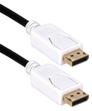 10ft DisplayPort UltraHD 4K Black Cable with White Connectors & Latches DPM-10BWH 037229080223 Cable, DisplayPort v1.1 Compliant, Digital Audio/Video with DHCP, 10ft 