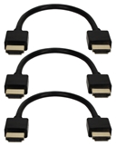 0.5ft 3-Pack High Speed HDMI UltraHD 4K with Ethernet Thin Flexible Black Cables HDT-0.5F-3PK 037229401394