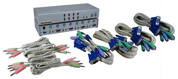 PS/2 4Port KVM with Audio Premium Autoswitch with Combo Cable KVMS-14A 037229542752 ServerMaster KVM SmartView Series with Audio - 4 PS2 Computers Controlled from 1 Console, Desktop Design, Includes required combo cables KVMS14A KVMS-14A  cables    3574