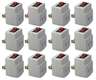 12-Pack Single-Port Power Adaptor with Lighted On/Off Switch PA-1P-12PK 037229231137