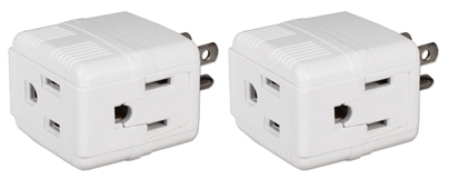 2-Pack 3-Outlets Compact Space-Saver Grounded Power Outlet Splitter PA-3PC-2PK 037229231182