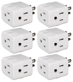 6-Pack 3-Outlets Compact Space-Saver Grounded Power Outlet Splitter PA-3PC-6PK 037229231205