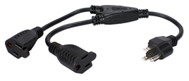 16 Inches OutletSaver AC Power Splitter Adaptor PP-ADPT2 037229334029 Powercord, Port/Outlet Saver Power Extension/Splitter "Y" Adaptor Cable, 16", AC M/(2)F, 564260 RC3225 PPADPT2 PP-ADPT2 adapters adaptors cables  2127 