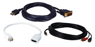 Mini-DVI to HDTV with DVI 16ft A/V Cable Kit TMDD16K 037229230413 Cable Kit, Connects Apple PowerBook/MacBook with Mini-DVI to HDTV with DVI Digital Video Converter/Adaptor, 16ft 143883 TMDD16K TMDD16K adapters adaptors cables feet foot