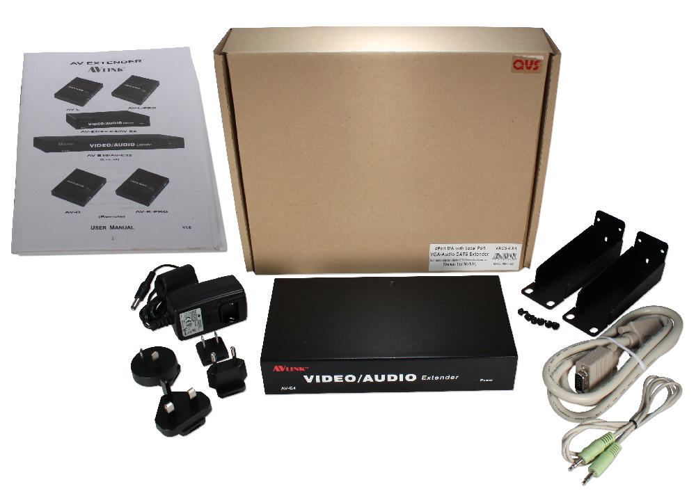 VAC5-EX4 - 4Port VGA/QXGA with Stereo Audio CAT5e/RJ45 Extender System ...